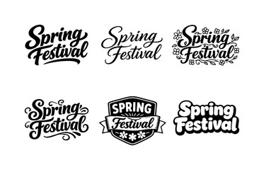 Obraz premium Creative Spring Lettering. Spring Festival. Set lettering. harmonious lettering variations of the same emblematic concept, each with different artistic