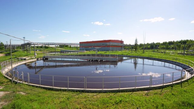 Wastewater treatment plants. Sedimentation tanks. Aeration tanks.