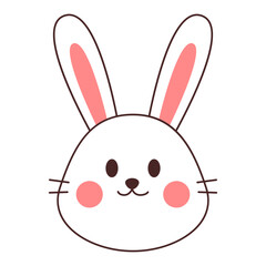 Fototapeta premium Cute Flat Style Cartoon Rabbit Head Isolated Animal Illustration