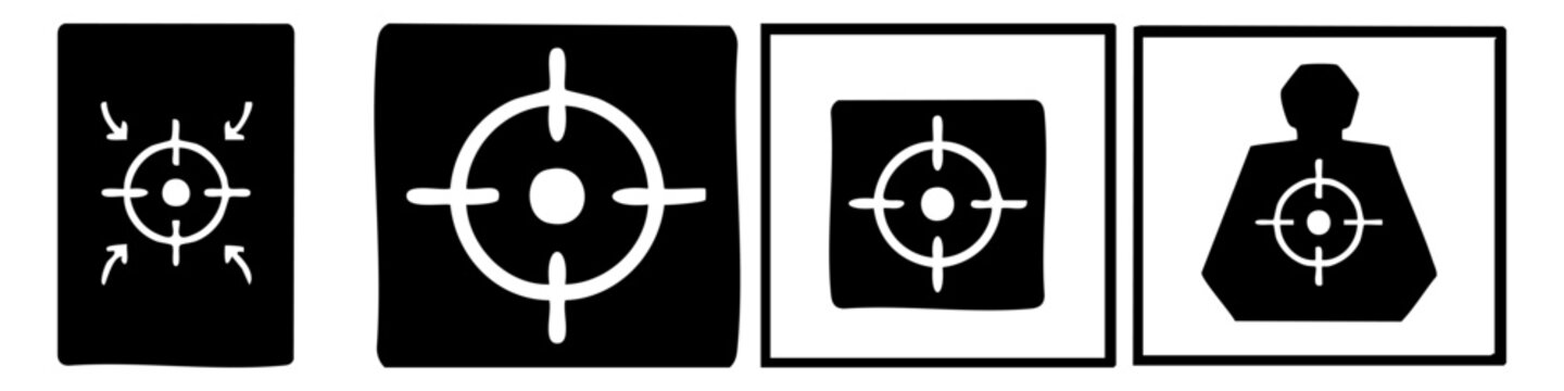 CENTER OF GRAVITY Set Of Vector Silhouettes With Transparent Background. 