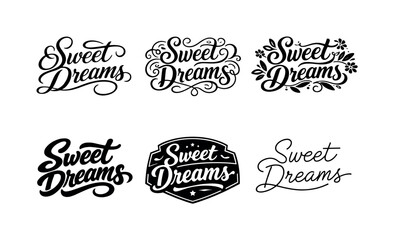 Fototapeta premium Elegant Script Variations. classic decorative script set. Set lettering. harmonious lettering variations of the same emblematic concept, each with different