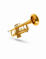 Obraz premium Classic Gold Brass Trumpet Isolated on a Gradient White Background
