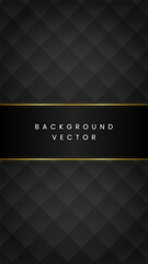 Naklejka premium Luxury black portrait background with diamond quilted or checkered pattern and gold ribbon frame for premium social media story and greeting card design