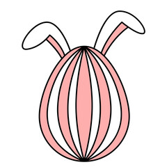 Simple Flat Striped Easter Egg with Bunny Ears Spring Holiday Illustration