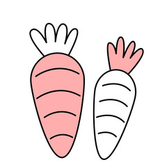 Simple Flat Style Two Carrots Illustration Isolated on Black Background