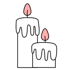 Minimalist Outline Two Candle Celebration Light Decoration Icon Illustration