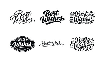 Harmonious Lettering Variations. Best Wishes. Set lettering. harmonious lettering variations of the same emblematic concept, each with different artistic