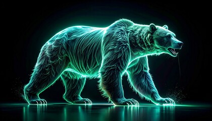 Glowing Bear - A Digital Art Piece of Wildlife.