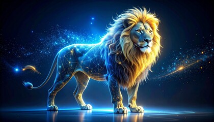 Majestic Lion in a Celestial Galaxy - A Stunning Digital Art Piece.