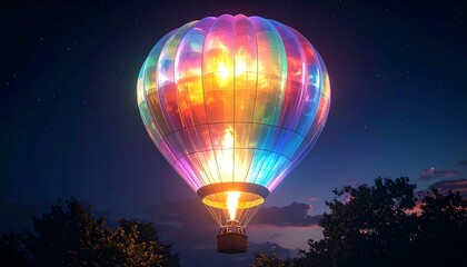Spectacular Night Flight - A Luminous Hot Air Balloon Adventure.