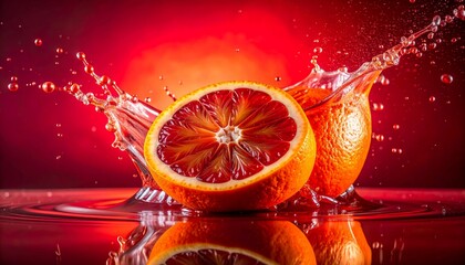 Vibrant Blood Orange Splash - A Refreshing Citrus Delight.