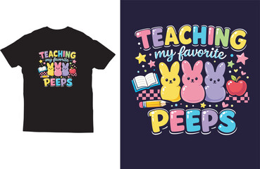 Colorful teacher t-shirt design &ndash; cute bunny classroom design for educators