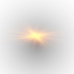 Obraz premium «Digital PNG starburst with light and glow effects. Golden shining sunbeams/starburst effect».