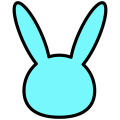 Simple Solid Color Rabbit Head Outline Shape Silhouette Illustration