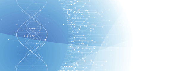 Futuristic genome, DNA strands, connected neural web, science wallpaper