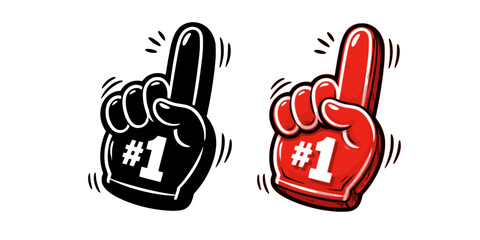 Foam Finger Number One Fan Doodle Vector Icon
