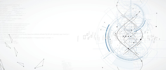 Futuristic genome, DNA strands, connected neural web, science wallpaper