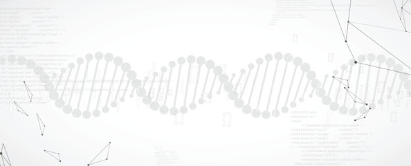 Futuristic genome, DNA strands, connected neural web, science wallpaper