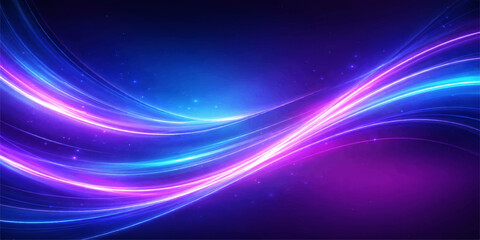 Flowing abstract blue and purple wave background featuring a glowing fractal design with light motion curves and a textured energy pattern on a dark backdrop vector illustration © ayaat