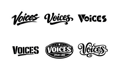 Obraz premium Creative Lettering Variations. Voices in written form. Set lettering. harmonious lettering variations of the same emblematic concept, each with different