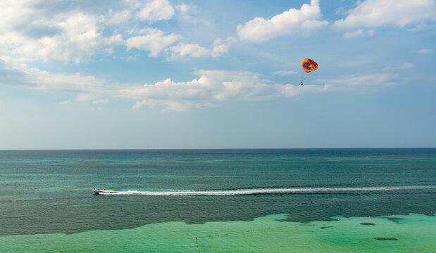 parasailing in the Carribean sea