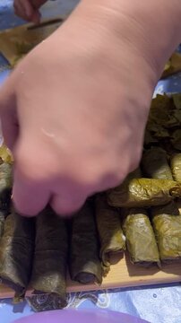 Food in the hand, dolma cooking proccess 