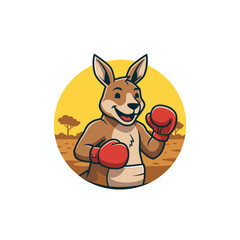Happy Kangaroo Boxer Mascot with Red Gloves Ready to Fight. © MuhArif