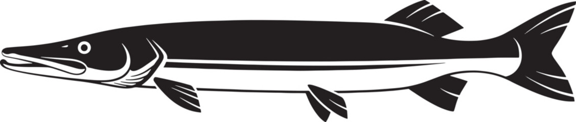 Obraz premium Black and white sketched of a fish with whiskers and fins 1