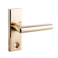 Modern Polished Brass Door Handle on Plate TRANPARENT BACKGROUND