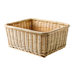 Handwoven Rattan Rectangular Storage Basket TRANSPARENT BACKGROUND
