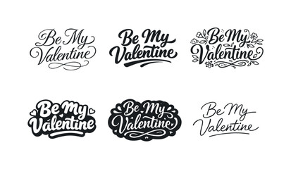 Fototapeta premium Valentine Lettering Variations. Classic Valentine Lettering. Set lettering. harmonious lettering variations of the same emblematic concept, each with different