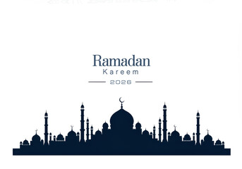 Fototapeta premium Ramadan Kareem 2026 mosque skyline silhouette Islamic