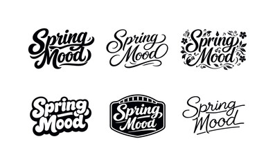 Obraz premium Spring Lettering Styles. Spring Mood. Set lettering. harmonious lettering variations of the same emblematic concept, each with different artistic