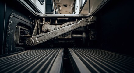 Industrial metal conveyor belt system machinery.