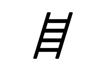 A minimalist black ladder icon on a white background for design use