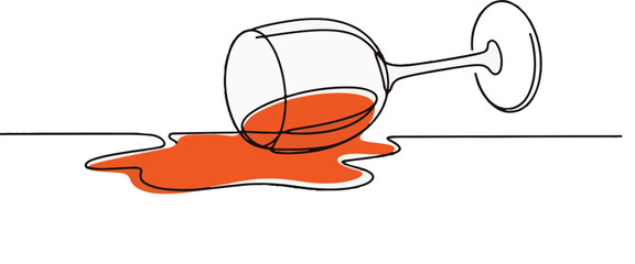 Minimalist Tipped Over Wineglass Illustration