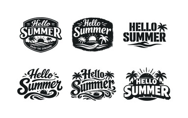 Obraz premium Six Seasonal Lettering Styles. Seasonal emblem. Set lettering. harmonious lettering variations of the same emblematic concept, each with different artistic