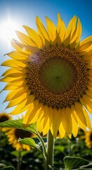 Vibrant sunflower in a sunny field.