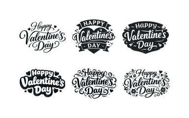 Fototapeta premium Romantic Lettering Variations. Romantic Valentine design. Set lettering. harmonious lettering variations of the same emblematic concept, each with different