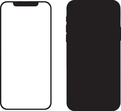 Black and white smartphone mockup with blank screen also transparent background mobile device