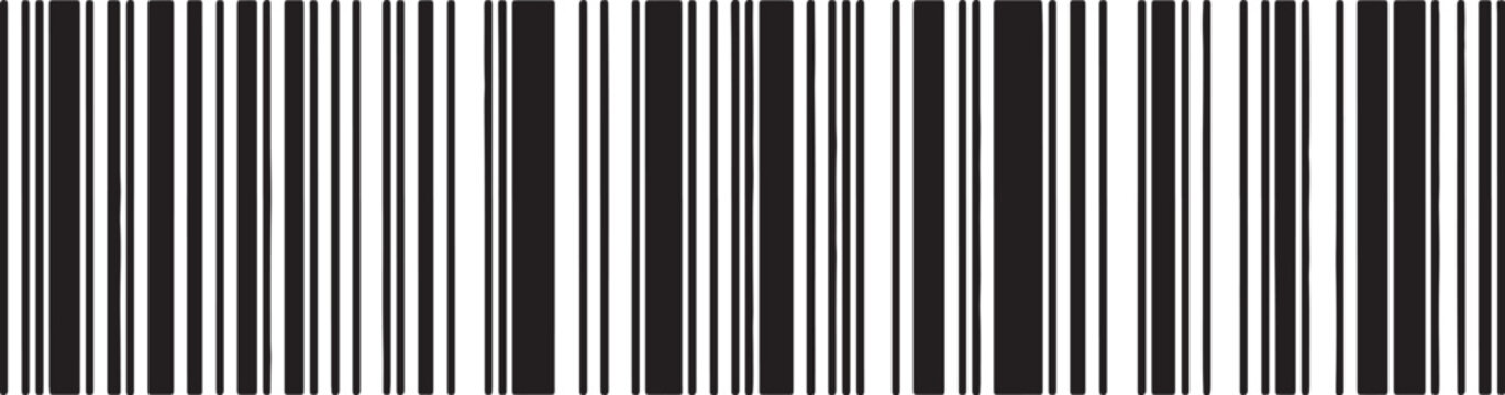 Black and white vertical barcode pattern also transparent background stripes