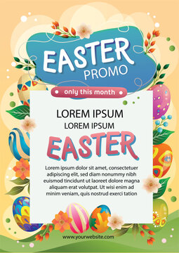colorful easter egg hunt poster template