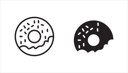 Donut icon set,  isolated sign symbol vector illustration on white background. high quality black style vector icons