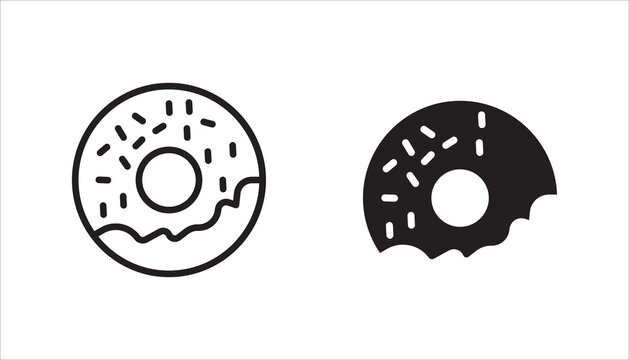 Donut icon set,  isolated sign symbol vector illustration on white background. high quality black style vector icons