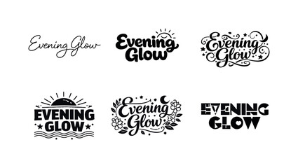 Obraz premium Harmonious Lettering Variations. Evening glow lettering. Set lettering. harmonious lettering variations of the same emblematic concept, each with different