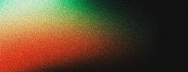 Naklejka premium Dark noisy background with vibrant red green abstract glowing color gradient blur on black backdrop for header poster cover banner design
