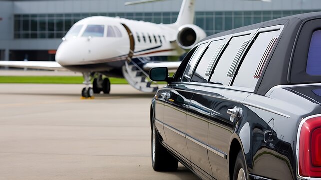 Luxury limo awaits private jet