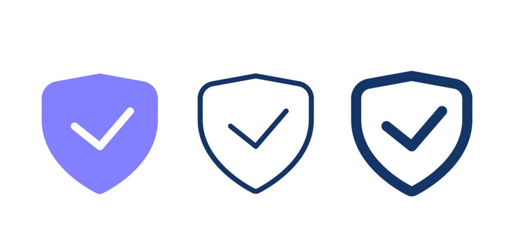 Security shield with check mark vector icon.