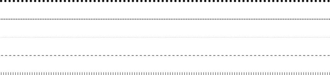 Obraz premium Different types of dashed line or dotted border divider set vector illustration
