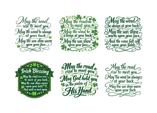 Irish Blessing Variations. Irish Blessing. Set lettering. harmonious lettering variations of the same emblematic concept, each with different